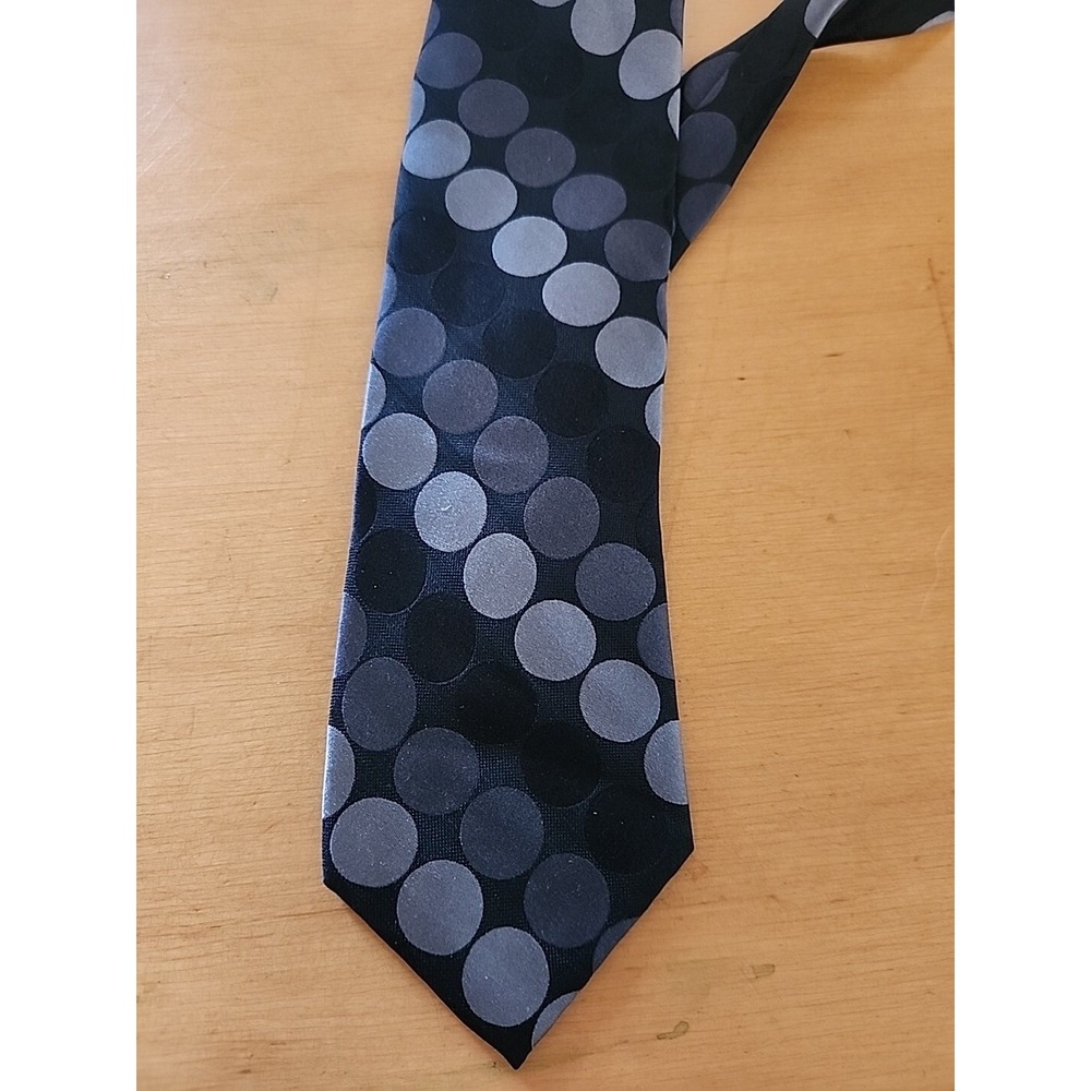 MICHAEL KORS Men's 100% Silk Skinny Necktie Designer Circles‎ Black